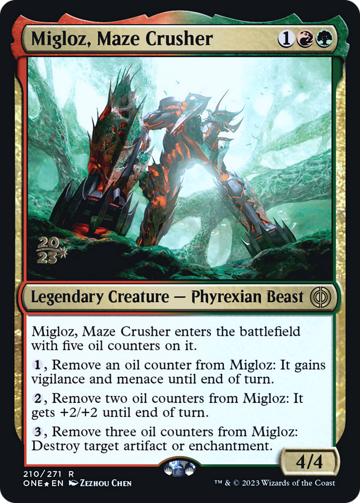 Migloz, Maze Crusher [Phyrexia: All Will Be One Prerelease Promos] 