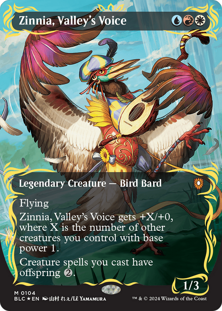 Zinnia, Valley's Voice (Borderless) (Raised Foil) [Bloomburrow Commander] 