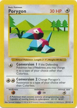 Porygon (39/102) [Shadowless Unlimited Base Set] 