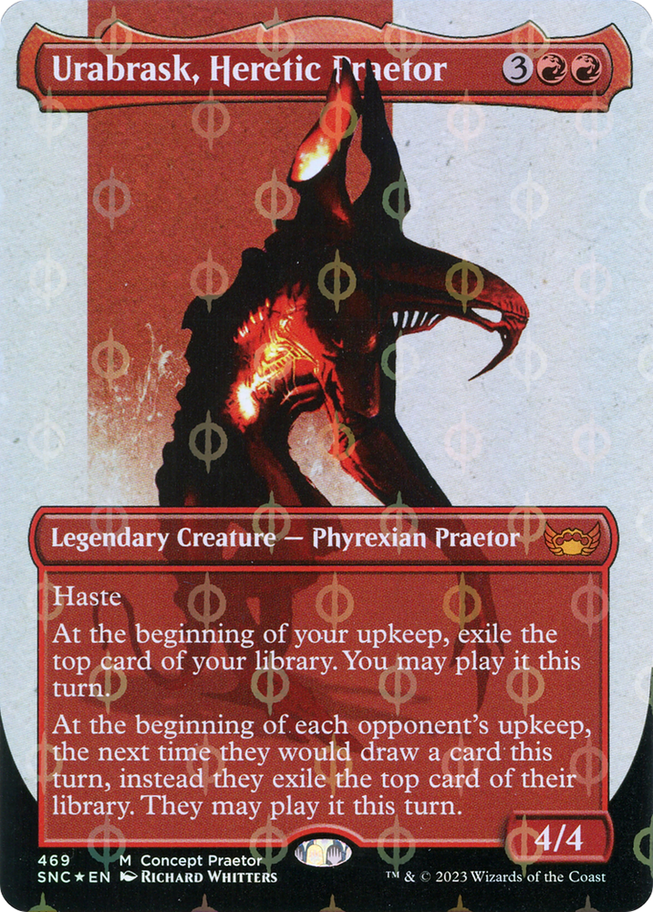 Urabrask, Heretic Praetor (Borderless Concept Praetors Step-and-Compleat Foil) [Phyrexia: All Will Be One] 