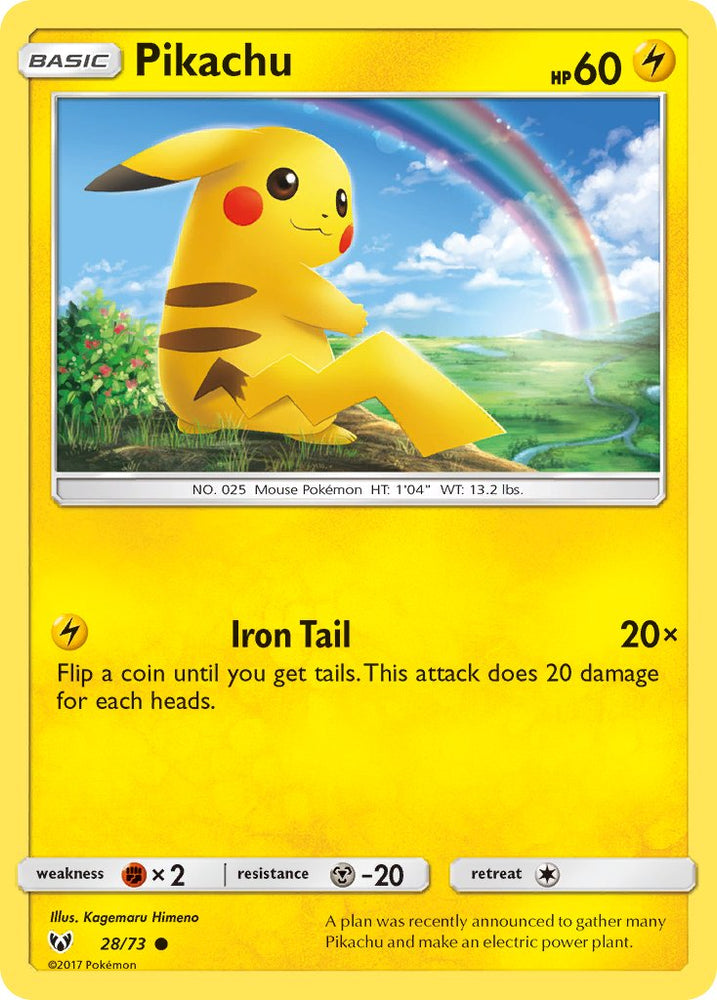 Pikachu (28/73) (Lets Play, Pikachu Cracked Ice Holo) (Theme Deck Exclusives) [Sun &amp; Moon: Shining Legends] 