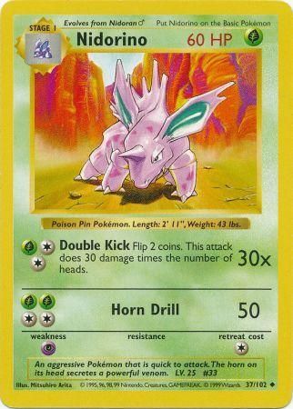 Nidorino (37/102) [Shadowless Unlimited Base Set] 
