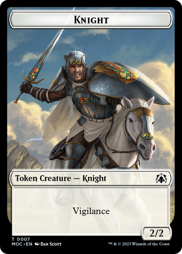 Knight (7) // Spirit (14) Double-Sided Token [March of the Machine Commander Tokens] 