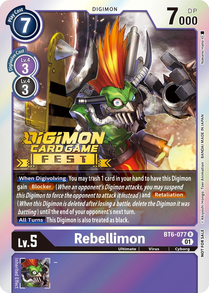 Rebellimon [BT6-077] (Digimon Card Game Fest 2022) [Double Diamond Promos] 