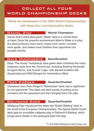 2003 World Championships Ad [World Championship Decks 2003] 