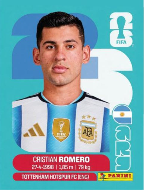 #ARG004 | Panini | Fifa World Cup Stickers | 2026 | Cristian ROMERO | Argentina