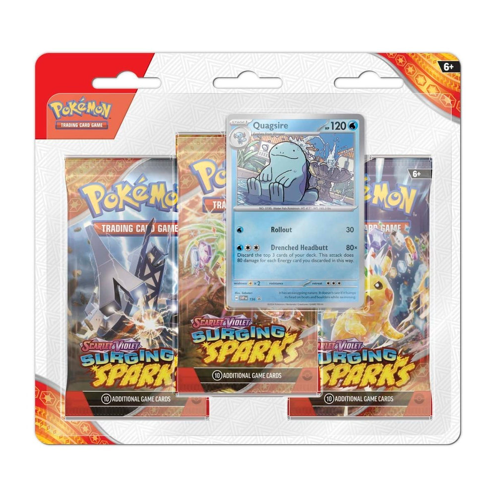 Surging Sparks - 3 Blister Booster Packs & Quagsire Promo Card