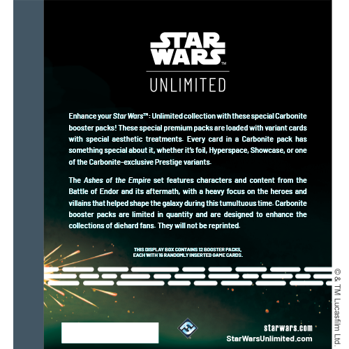 Preorden | Star Wars Unlimited - Ashes of the Empire: Carbonite Booster Display