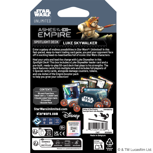 Preorden | Star Wars Unlimited - Ashes of The Empire: Luke Skywalker Spotlight Deck