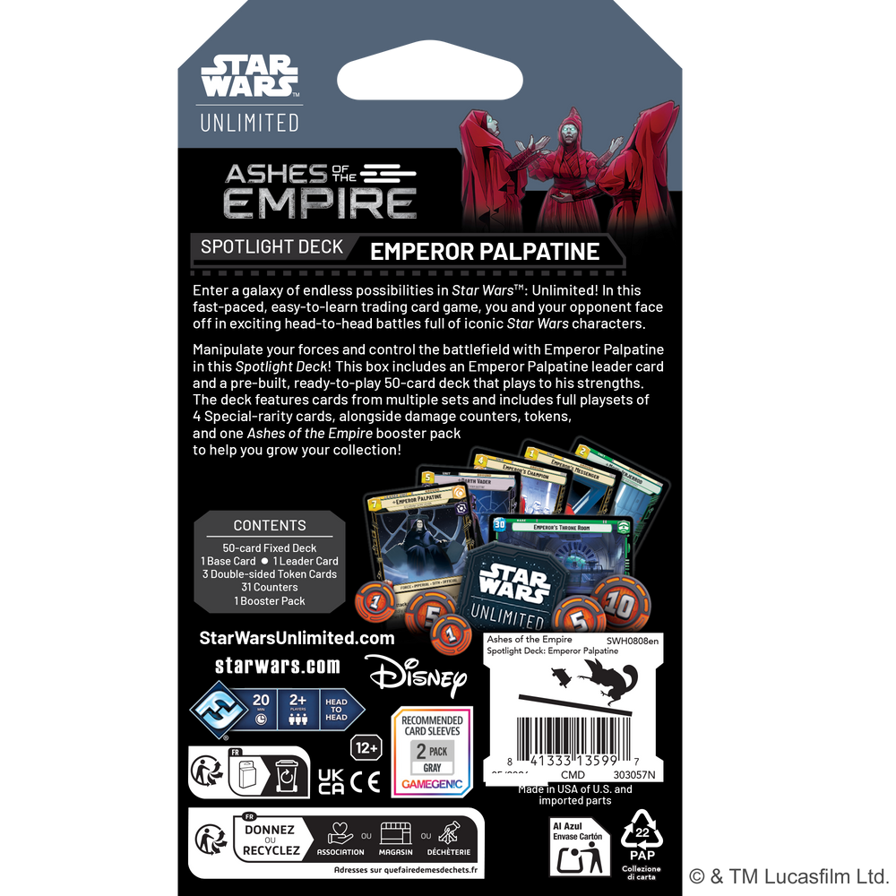 Preorden | Star Wars Unlimited - Ashes of The Empire: Emperor Palpatine Spotlight Deck
