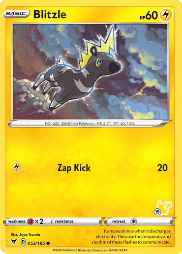 Blitzle (053/185) (Pikachu Stamp #15) [Battle Academy 2022] 