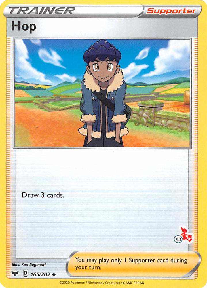 Hop (165/202) (Cinderace Stamp #41) [Battle Academy 2022] 