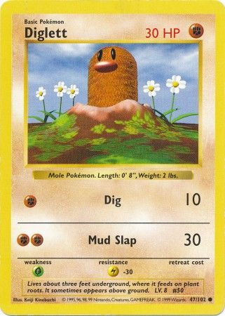 Diglett (47/102) [Shadowless Unlimited Base Set] 