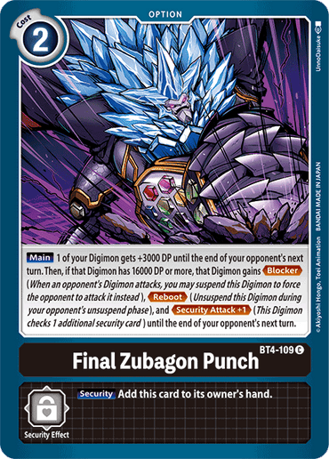 Final Zubagon Punch [BT4-109] [Great Legend] 