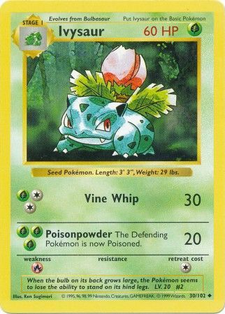 Ivysaur (30/102) [Shadowless Unlimited Base Set] 