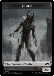 Zombie (Ripple Foil) // Elephant Double-Sided Token [Modern Horizons 3 Commander Tokens] 