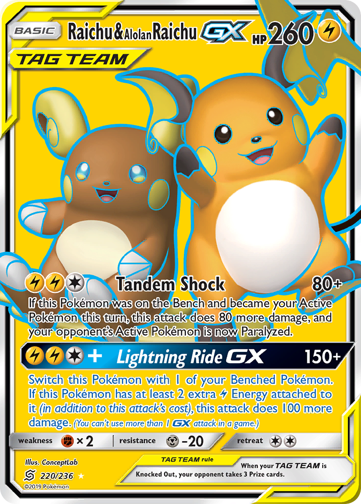 Raichu & Alolan Raichu GX (220/236) [Sun & Moon: Unified Minds] 