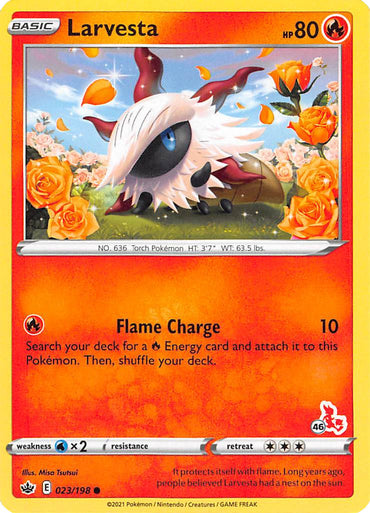 Larvesta (23/198) (Cinderace Stamp #46) [Battle Academy 2022] 