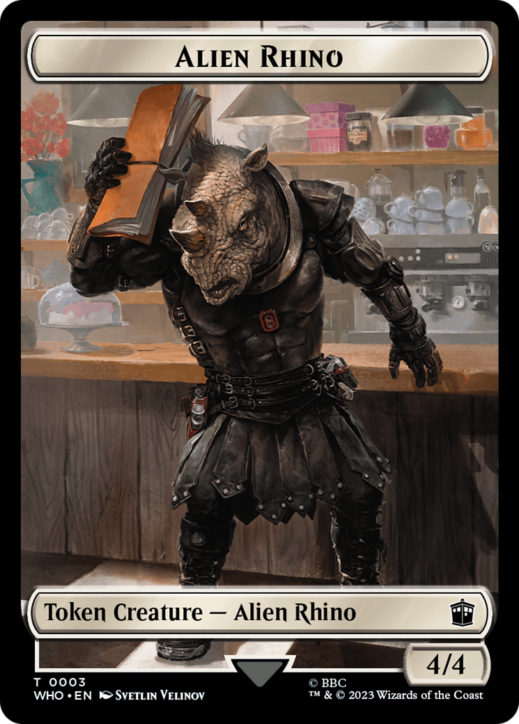 Alien Rhino // Alien Salamander Double-Sided Token (Surge Foil) [Doctor Who Tokens] 