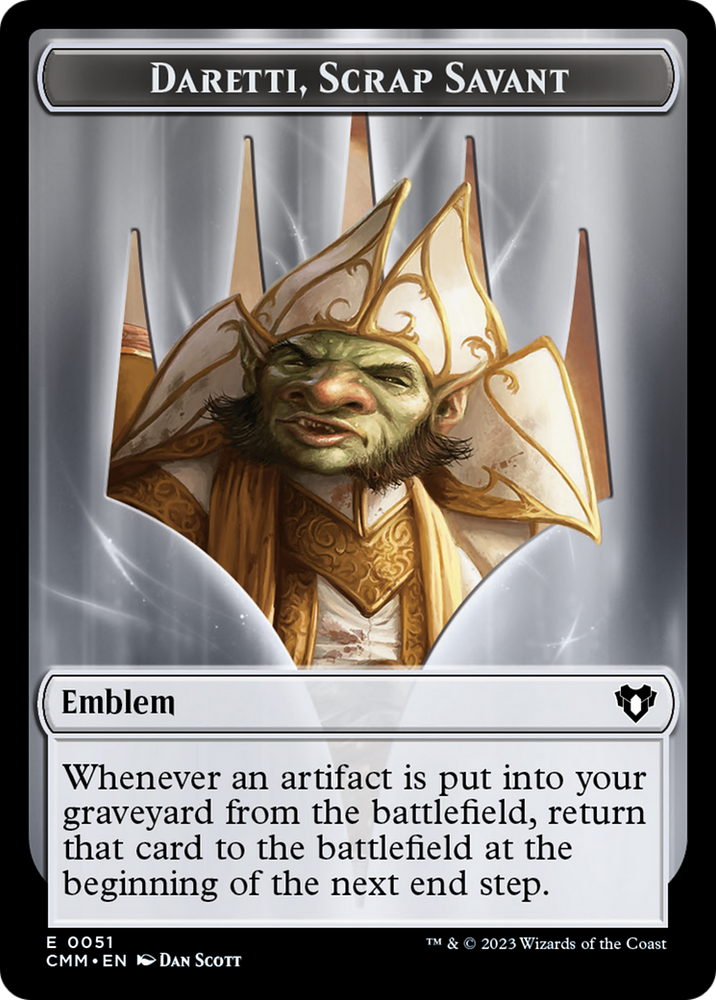 Soldier (0009) // Daretti, Scrap Savant Emblem Double-Sided Token [Commander Masters Tokens] 