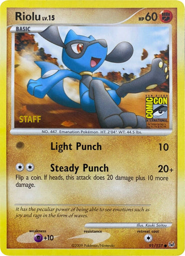 Riolu (91/127) (SDCC 2009) (Staff) [Platinum: Base Set] 