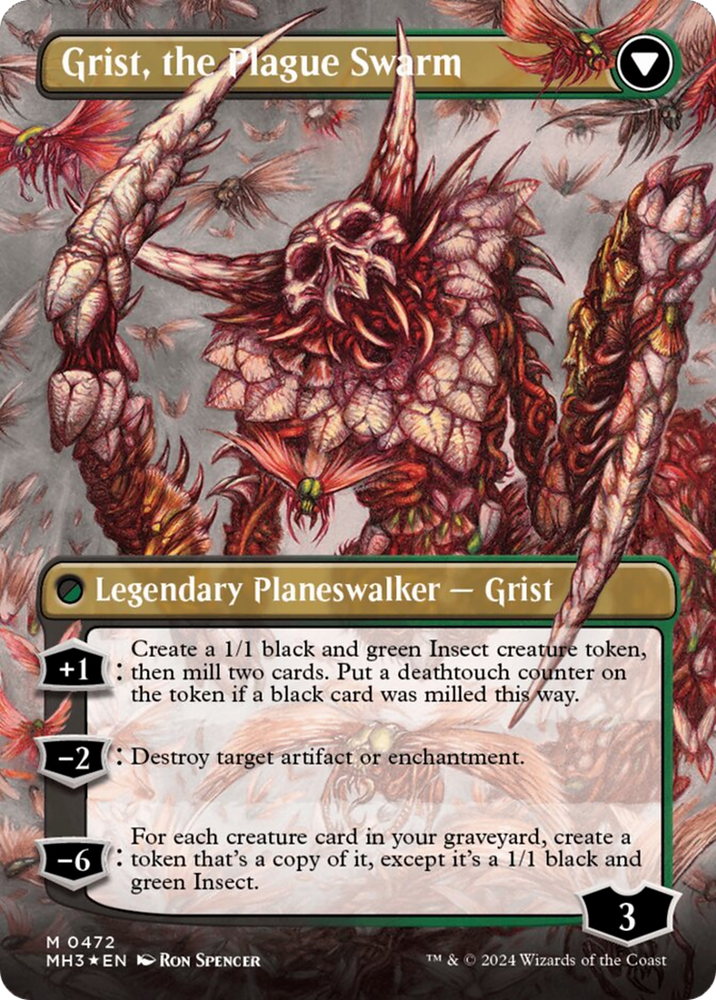 Grist, Voracious Larva // Grist, the Plague Swarm (Borderless) (Textured Foil) [Modern Horizons 3] 