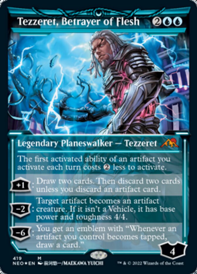 Tezzeret, Betrayer of Flesh (Showcase) (Foil Etched) [Kamigawa: Neon Dynasty] 