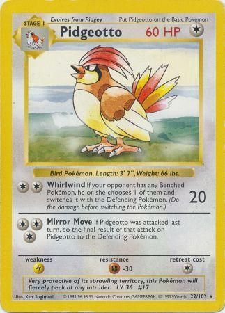 Pidgeotto (22/102) [Shadowless Unlimited Base Set] 