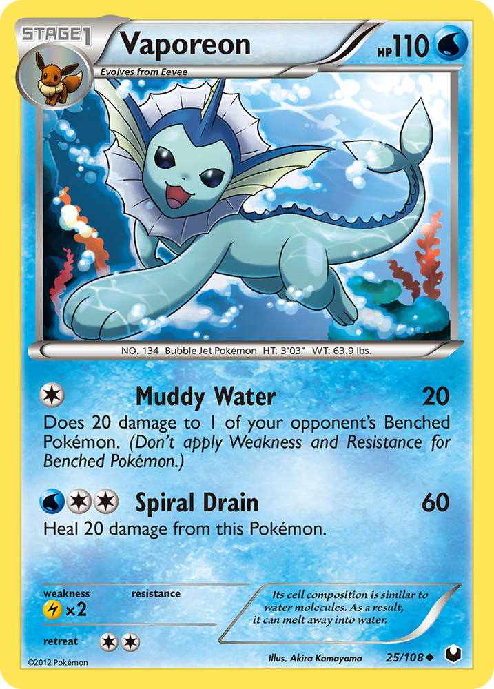 Vaporeon (25/108) [Black &amp; White: Dark Explorers] 