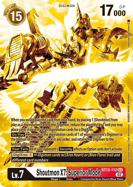Shoutmon X7: Superior Mode [BT12-112] (Alternate Art - Gold) [Across Time] 