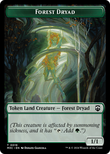 Forest Dryad (Ripple Foil) // Emblem - Vivien Reid Double-Sided Token [Modern Horizons 3 Commander Tokens] 