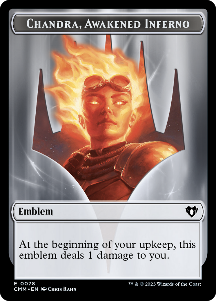 Chandra, Awakened Inferno Emblem // Wizard Double-Sided Token [Commander Masters Tokens] 