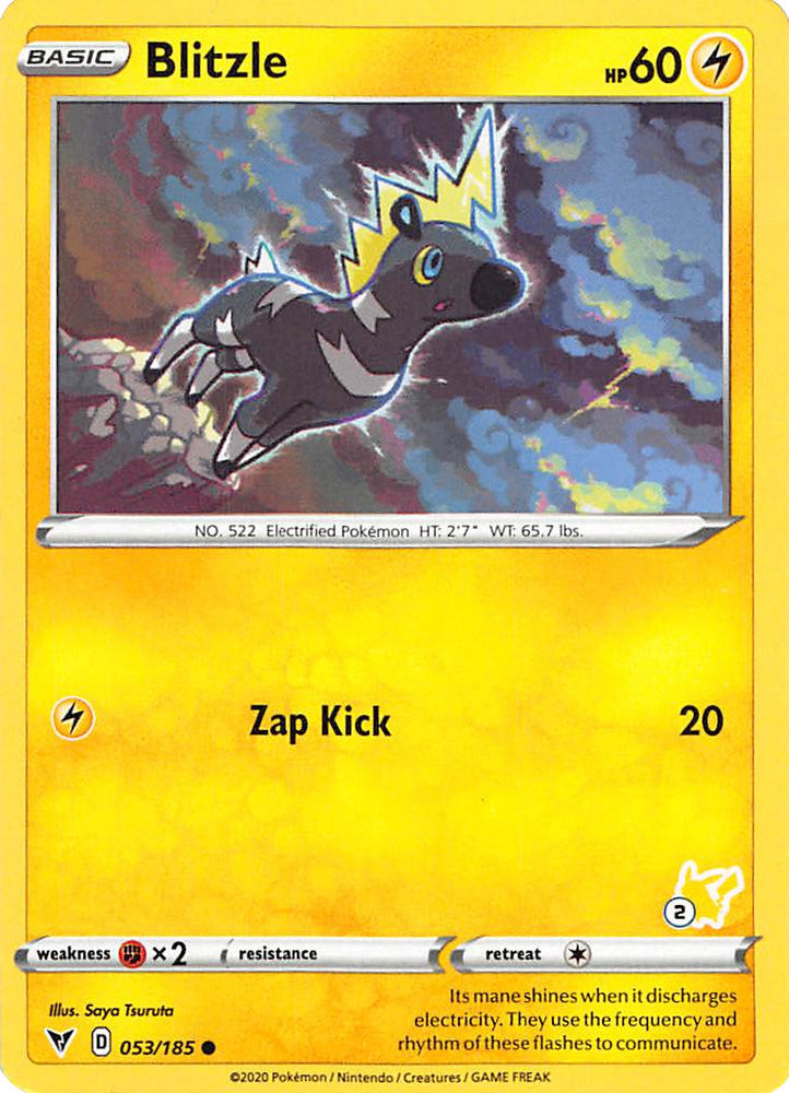 Blitzle (053/185) (Pikachu Stamp #2) [Battle Academy 2022] 