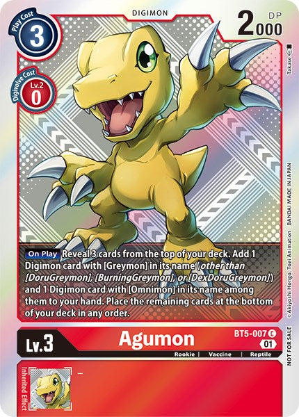 Agumon [BT5-007] (New Awakening Pre-Release Tournament Winner Card) [New Awakening Pre-Release Promos] 