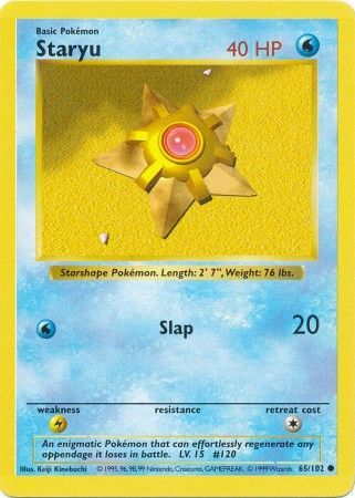 Staryu (65/102) [Shadowless Unlimited Base Set] 