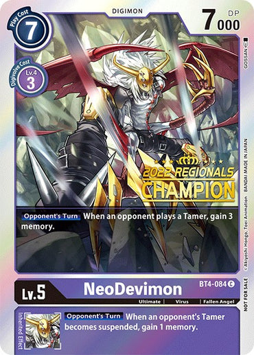 NeoDevimon [BT4-084] (2022 Championship Online Regional) (Online Champion) [Great Legend Promos] 
