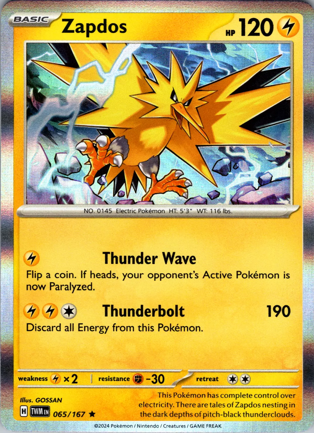 Zapdos (065/167) [Scarlet & Violet: Twilight Masquerade] 