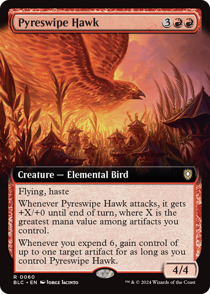 Pyreswipe Hawk (Extended Art) [Bloomburrow Commander] 