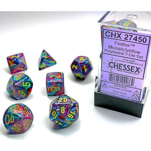 CHESSEX - Dados Minipoliédricos Festive Mosaic/Yellow