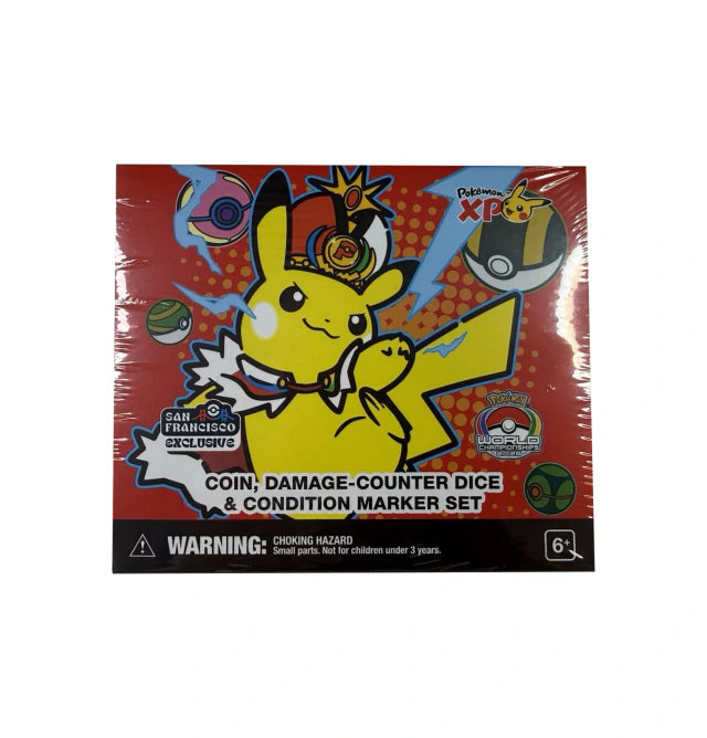 Pokemon: San Francisco Exclusive World 2026 - Coin, Damage-Counter Dice And Condition Marker Set - Pikachu King