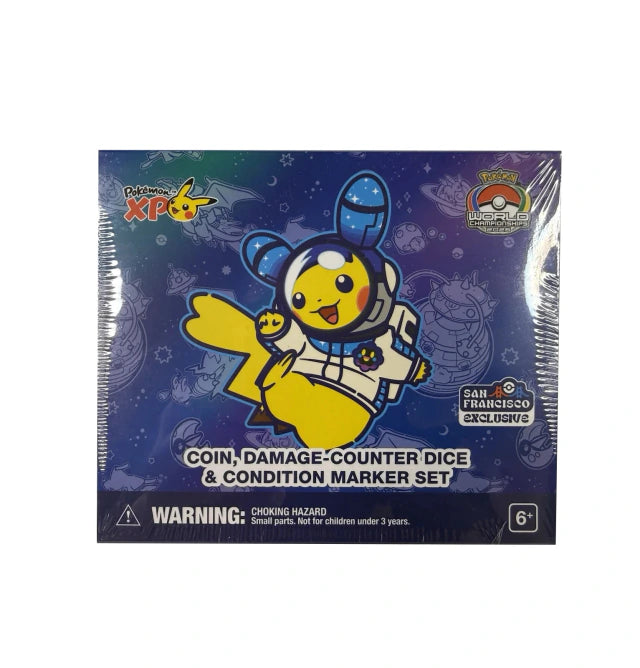 Pokemon: San Francisco Exclusive World 2026 - Coin, Damage-Counter Dice And Condition Marker Set - Pikachu Astronaut