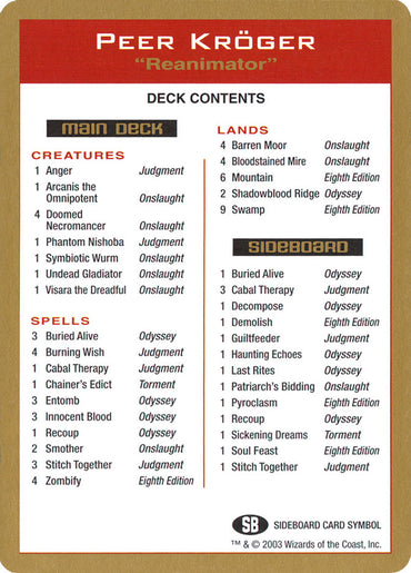 Peer Kroger Decklist [World Championship Decks 2003] 