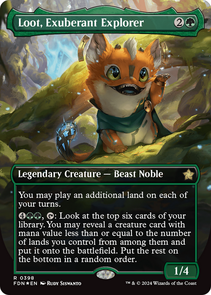 Loot, Exuberant Explorer (Borderless) (Mana Foil) [Foundations] 