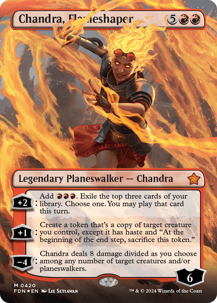 Chandra, Flameshaper (Borderless) (Mana Foil) [Foundations] 