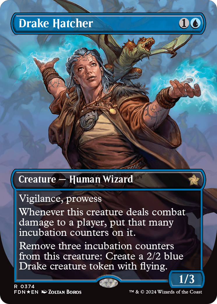 Drake Hatcher (Borderless) (Mana Foil) [Foundations] 