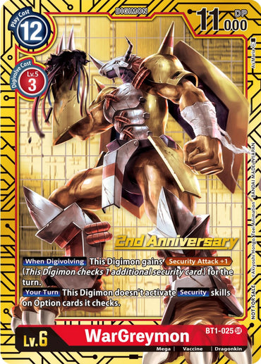 WarGreymon [BT1-025] (2nd Anniversary Card Set) [Release Special Booster Promos] 