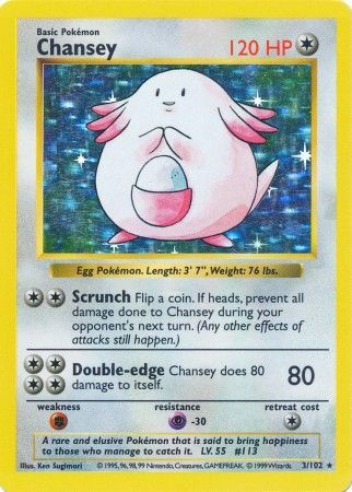 Chansey (3/102) [Shadowless Unlimited Base Set] 