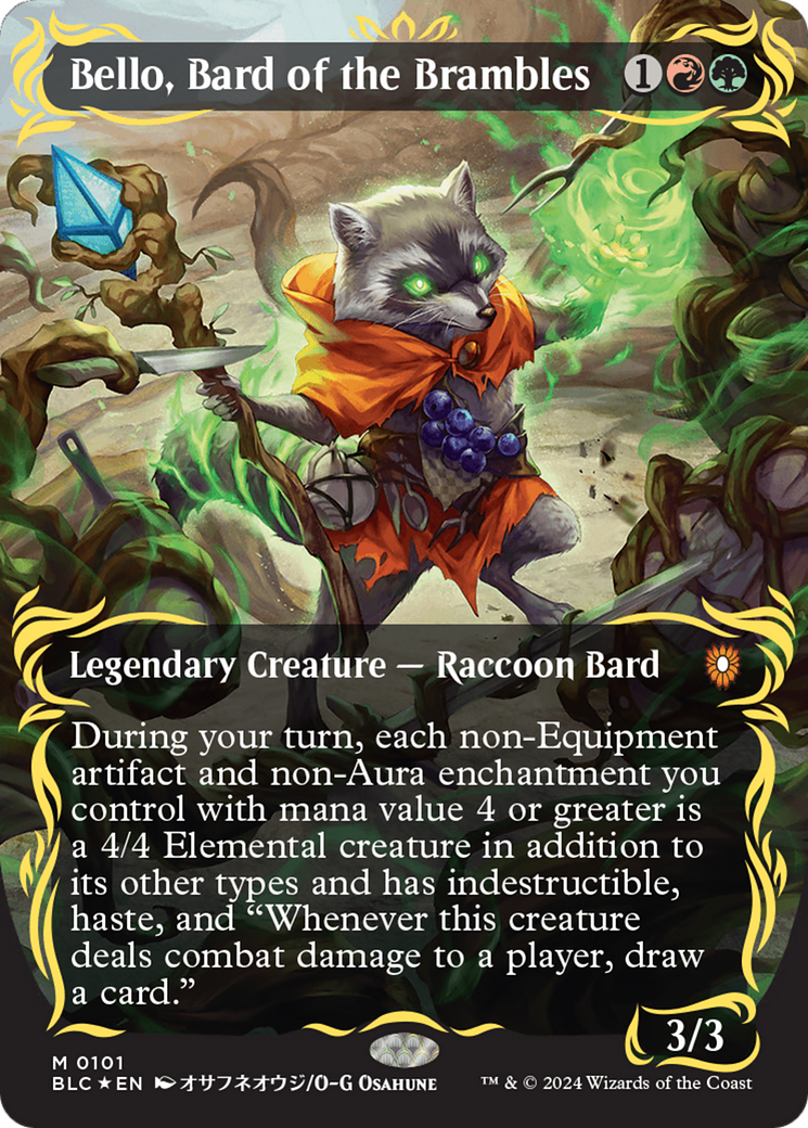 Bello, Bard of the Brambles (Borderless) (Raised Foil) [Bloomburrow Commander] 