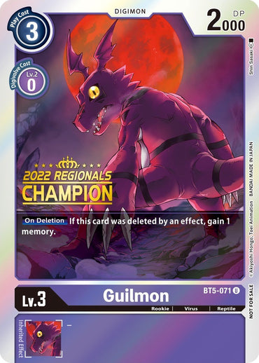 Guilmon [BT5-071] (2022 Championship Offline Regional) (Online Champion) [Battle of Omni Promos] 