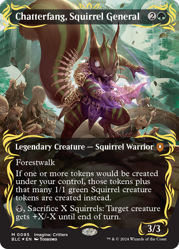 Chatterfang, Squirrel General (Borderless) (Raised Foil) [Bloomburrow Commander] 